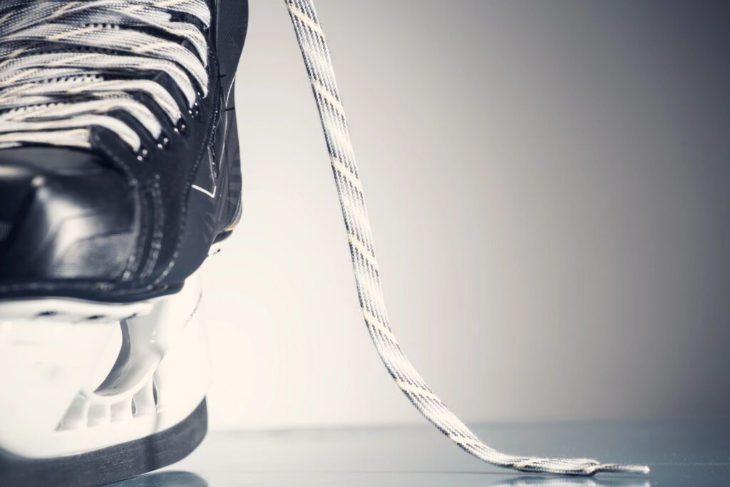 Ice Hockey skates and lace on the side